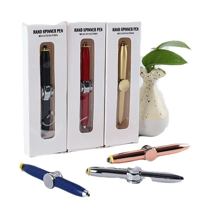 Furise Fidget Spinner Pen Metal Ballpoint, Stress Relief Rotating Pen with LED Light, Creative Gift Pen for Students Office Writing Toys