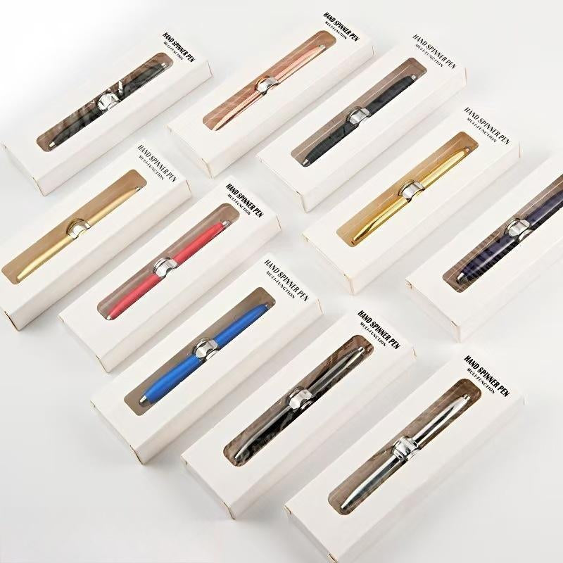 Furise Fidget Spinner Pen Metal Ballpoint, Stress Relief Rotating Pen with LED Light, Creative Gift Pen for Students Office Writing Toys