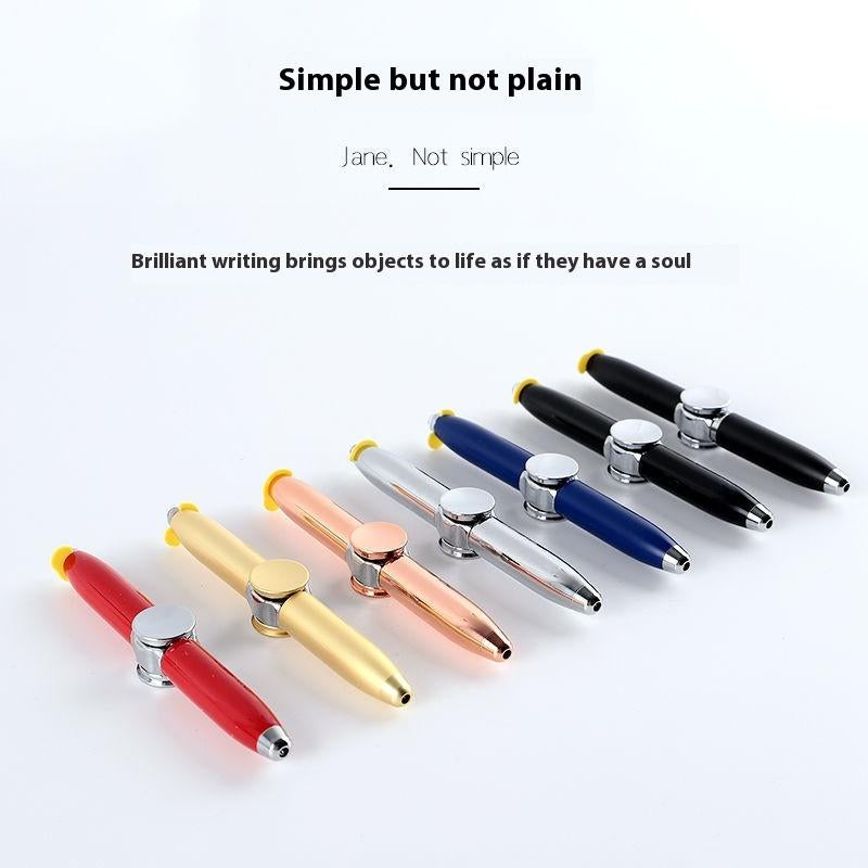Furise Fidget Spinner Pen Metal Ballpoint, Stress Relief Rotating Pen with LED Light, Creative Gift Pen for Students Office Writing Toys