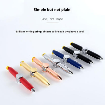 Furise Fidget Spinner Pen Metal Ballpoint, Stress Relief Rotating Pen with LED Light, Creative Gift Pen for Students Office Writing Toys